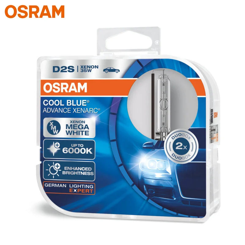 OSRAM Xenon HID Cool Blue Advance D2S 12V 35W 3200Lm Super White Car Hi/lo Beam Headlight Original Bulb 6000K 66240CBA 2pcs