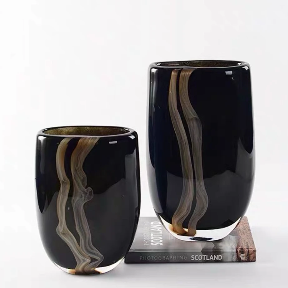 Light luxury modern black glass vase porch bedroom side coffee table dining table model room sales office decoration