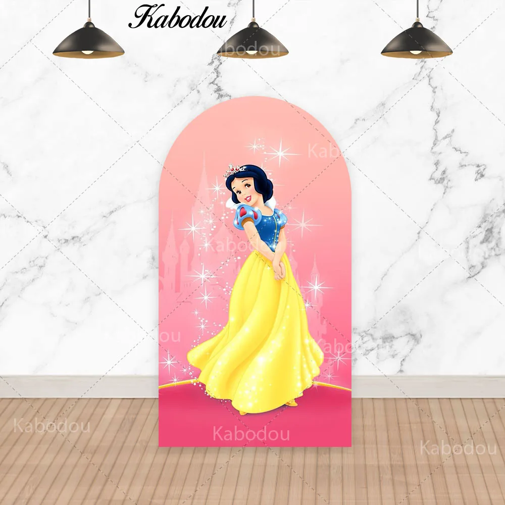 Imagem -02 - Disney Princess Arch Photo Backdrop Chiara Custom Photography Fundo Parede da Bela Adormecida Branca de Neve Aniversário Meninas