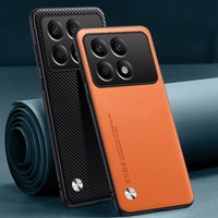 Luxury PU Leather Case For Xiaomi Poco X6 Pro 5G Back Cover Matte Silicone Full Protection Phone Case For Poco X6Pro PocoX6 Pro