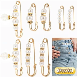 8Pcs Pearl Brooch Pins Decorative Pins for Clothing Pearl Safety Pin Fashion Faux Pearl Brooch Pins for Girls Pants Extender
