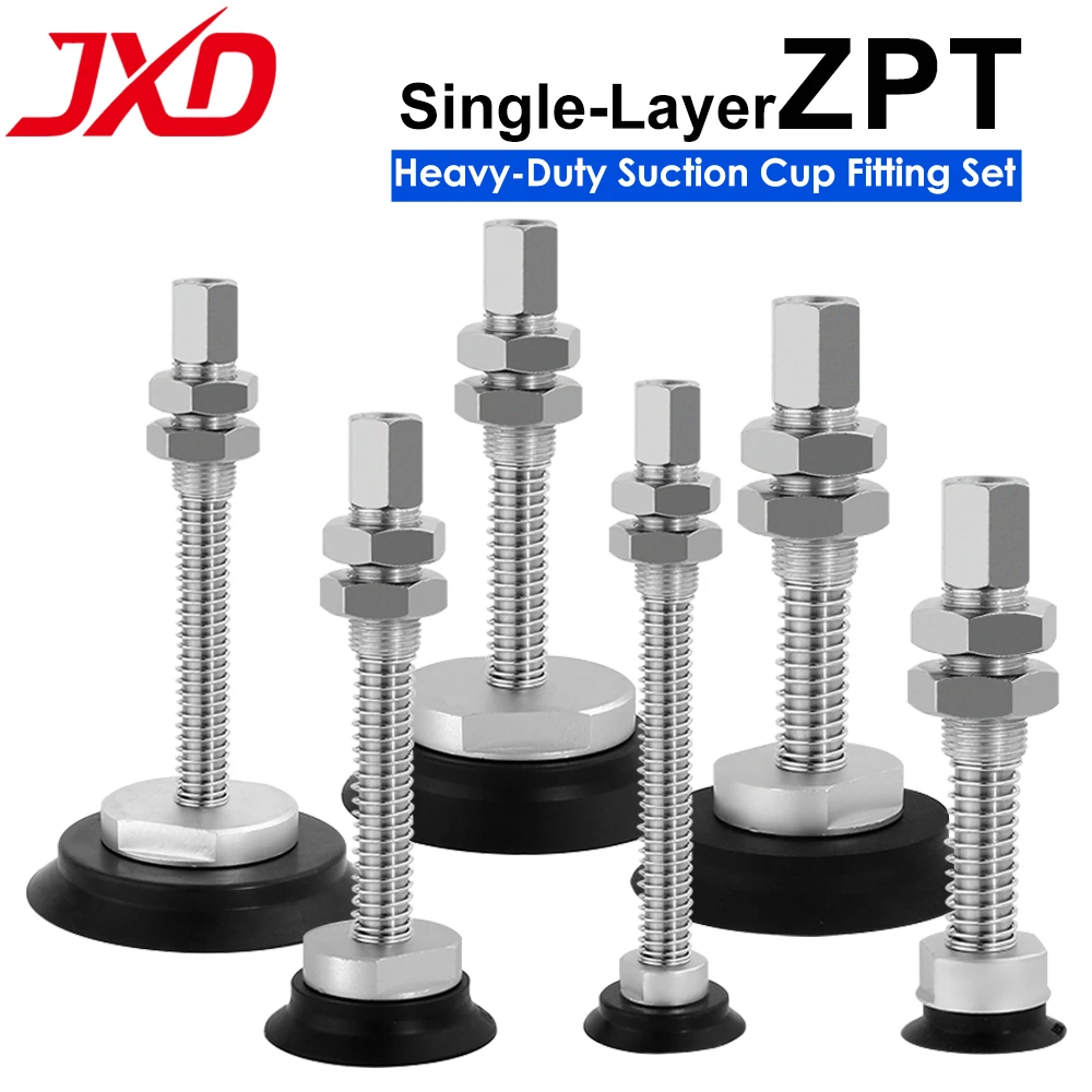 JXD Heavy-Duty Industrial Top-Air-Inlet Vacuum Suction Cup ZPT32/63/100H-J25/50-A18 High-Strength Suction Cup Buffer Fitting Set