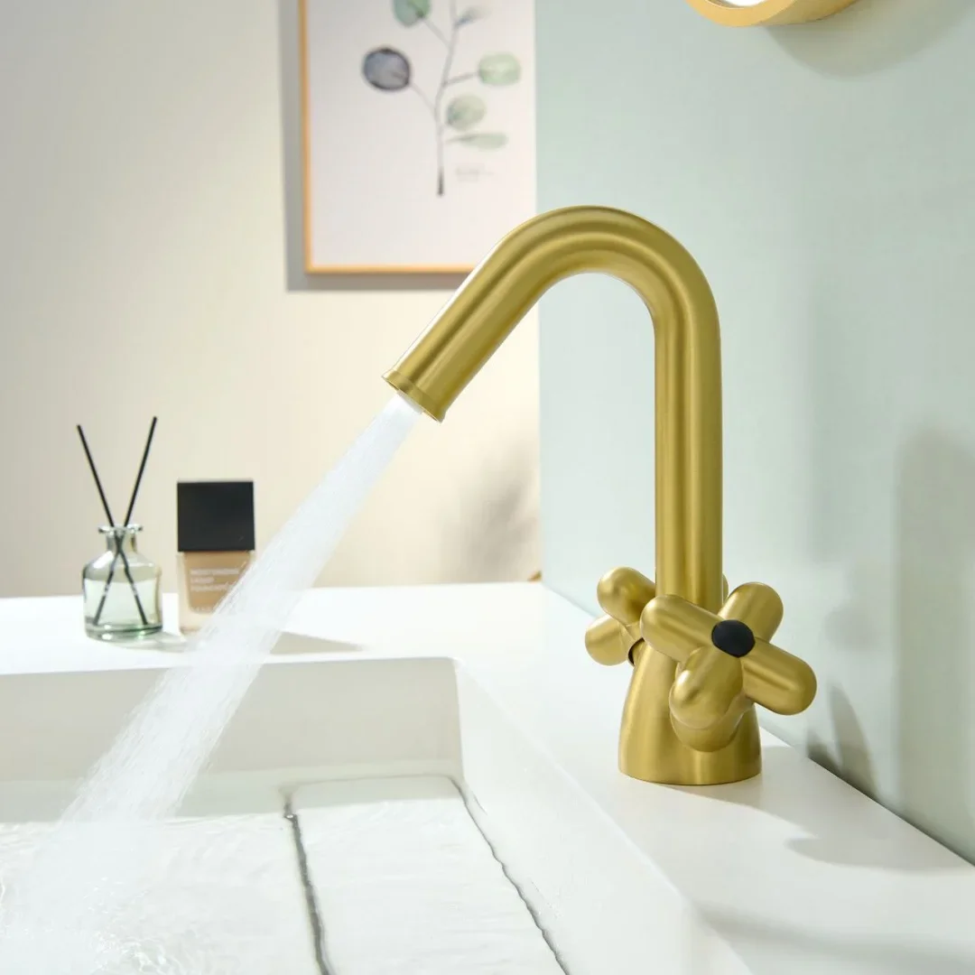 

Красный латунный смеситель для ванной комнаты, для раковины, с двумя ручками, для холодной и горячей воды, настольный, для туалета