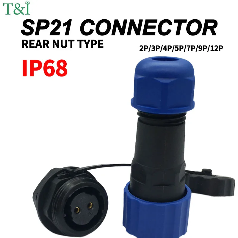 Quick Locking Waterproof SP21 Aviation Connector Plug and Socket,2/3/4/5/7/9/12 Pin Options,IP68 Rating for Reliable Connections