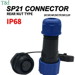 Quick Locking Waterproof SP21 Aviation Connector Plug and Socket,2/3/4/5/7/9/12 Pin Options,IP68 Rating for Reliable Connections