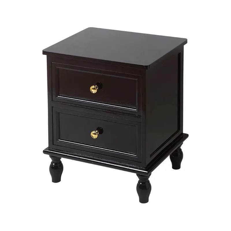 

Bedside table Simple modern black light luxury bedroom storage cabinet Locker household American solid wood small bedside cabine