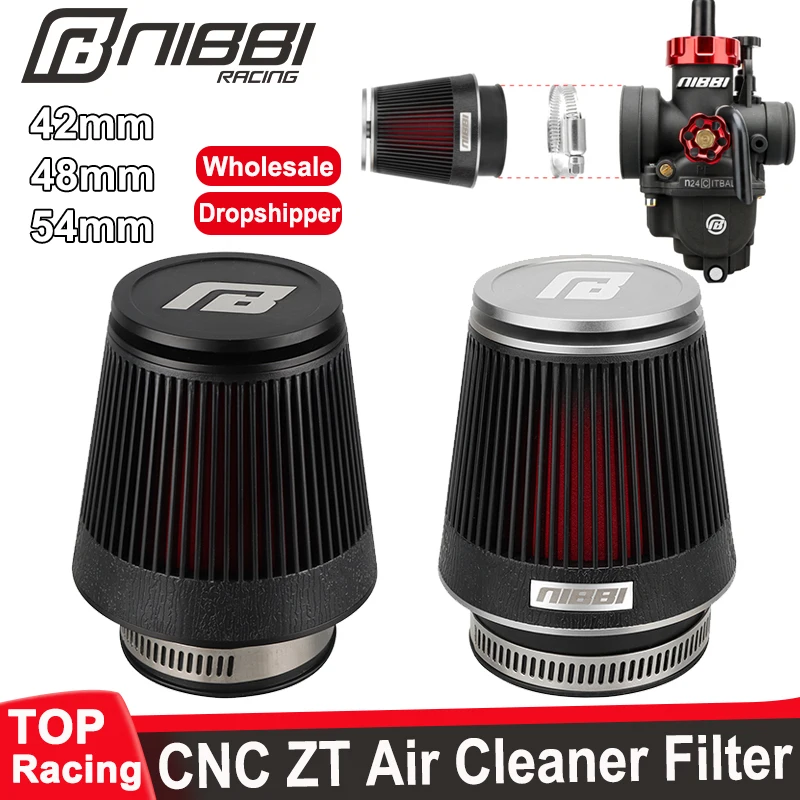 

NIBBI CNC Motorcycle Air Filter Universal 42mm 48mm 54mm MushroomHead Air Cleaner Filter Carburetor Intake Pipe Modified Scooter