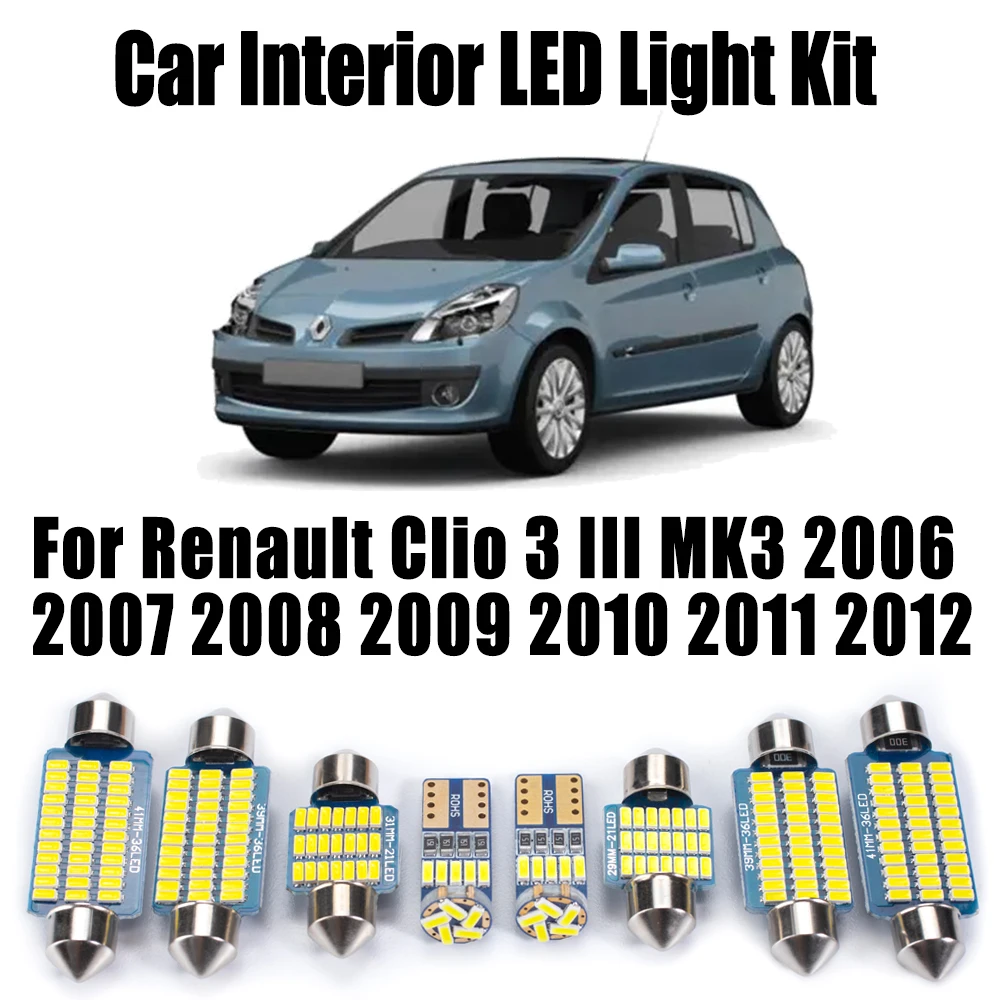 13Pc Canbus coche LED Interior mapa cúpula puerta luz para Renault Clio 3 III MK3 2006 2007 2008 2009 2010 2011 2012 juego de bombillas de lectura