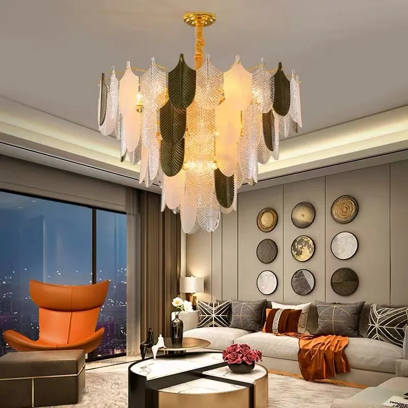 

Light luxury duplex living room chandelier modern minimalist atmosphere bedroom lamp villa luxury French dining room lamp