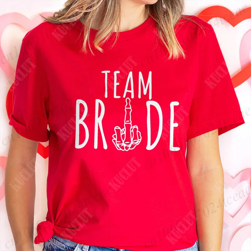 Middle Finger Team Bride T-shirt Woman Single Farewell Bachelorette Party Tees EVJF Blouses Bridal Wedding  Short Sleeve Tees