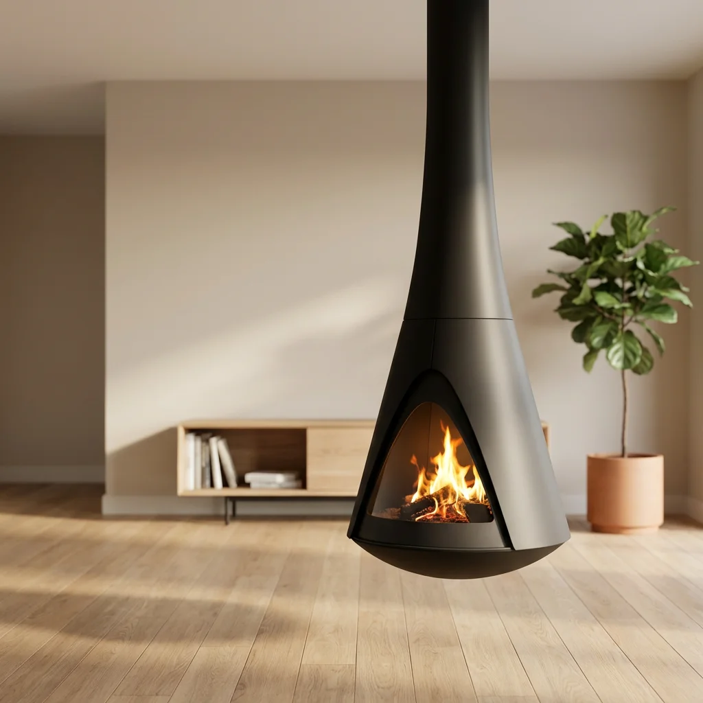 Modern Hanging Steel Stove Customizable for Villa Vacation Home Living Room Hotel Use-Freestanding Indoor Suspended Fireplace