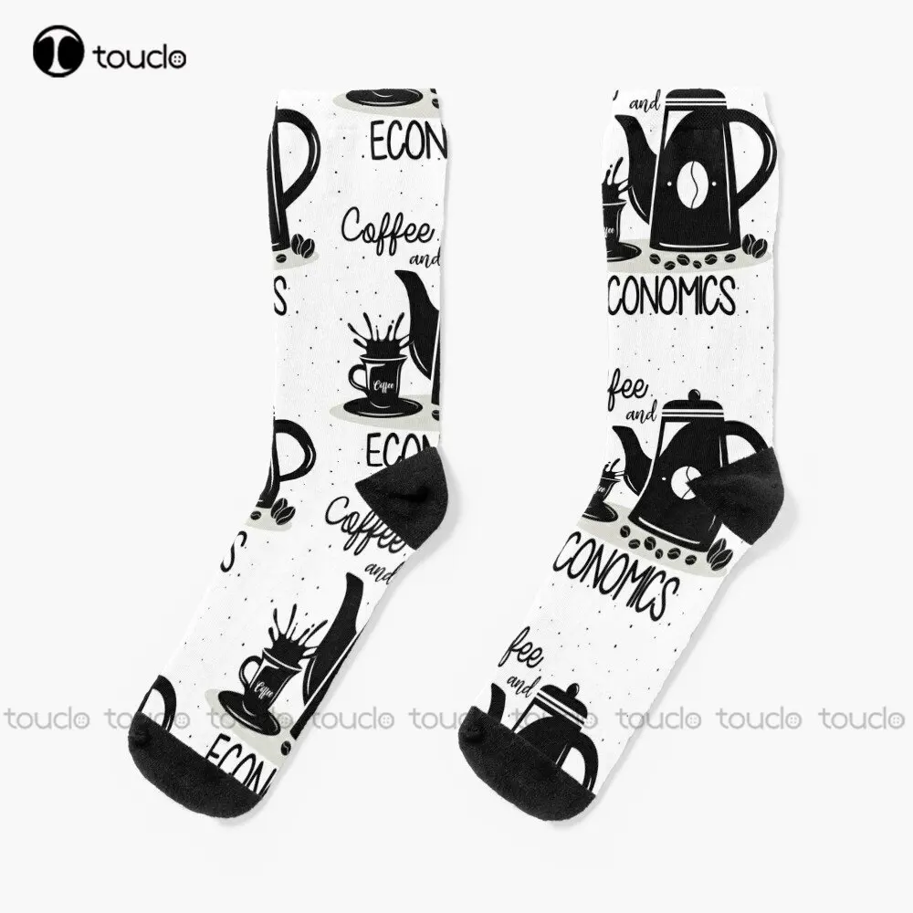 Coffee And Economics For Economics Student Socks Hiking Socks Women Personalized Custom Unisex Adult Teen Youth Socks Funny Art