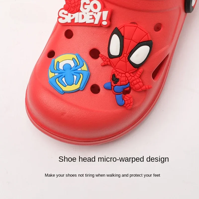 Disney New Fashion Children\'s Summer Hole Slipper Cut Cartoon Spiderman Sandal Kids Beach Shoes Soft Bottom Toddler Home Slipper