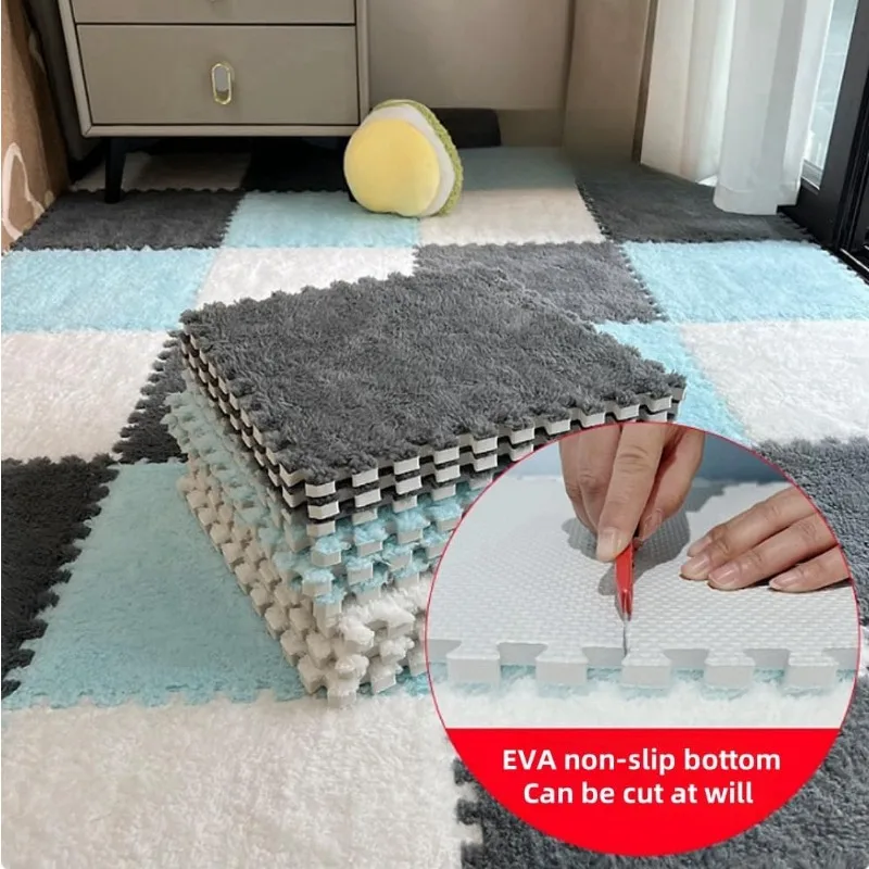 10/20 Piece Plush Foam Floor Mats Non Slip Square Interlocking Tiles Suitable for Bedrooms Living Rooms and Hallways