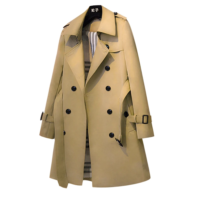 [FEIZI Consort]Light luxury classic khaki trench coat, women\'s fashionable temperament, medium length slim fitting British coat