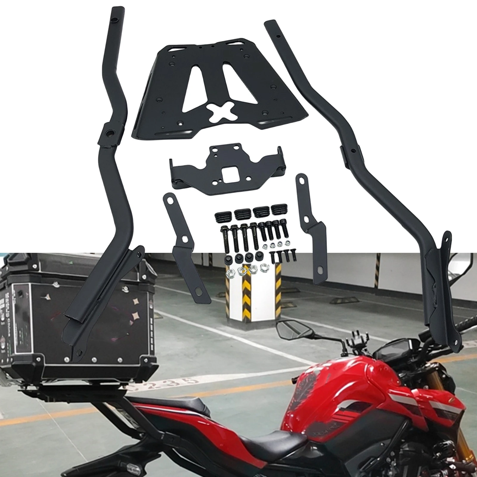 Motorcycle Rear Carrier Luggage Rack Tailbox Extension Holder Cargo Bracket Tailrack Kit For Kawasaki Z900 / SE 2017-2023