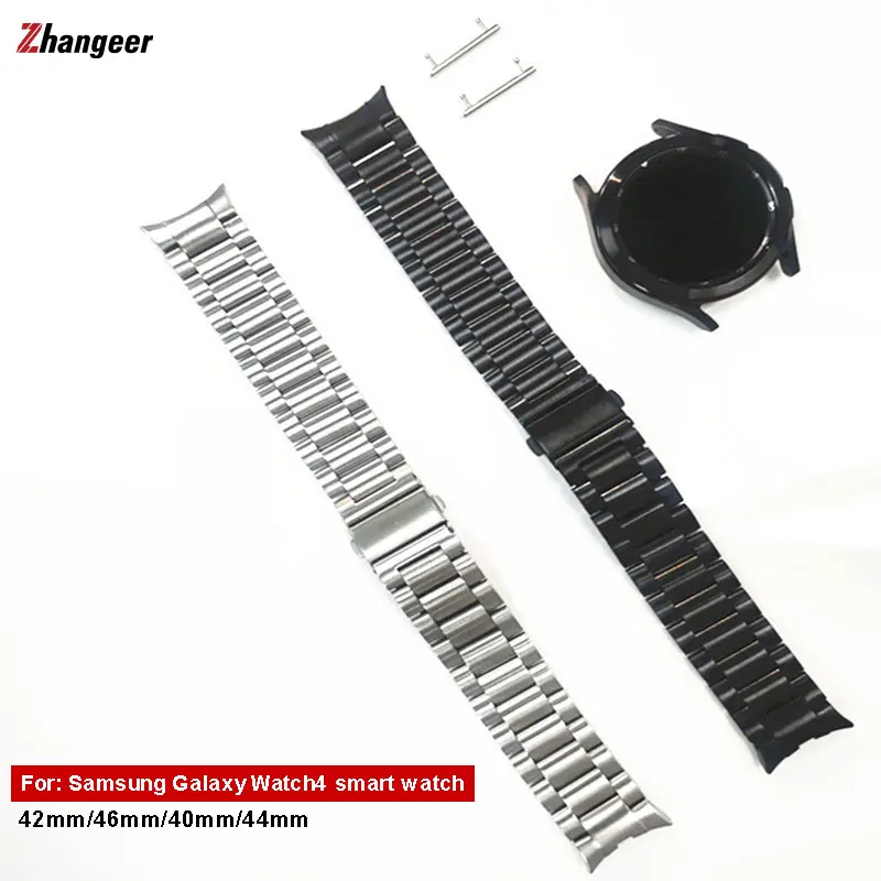 

Ремешок из нержавеющей стали для Samsung Galaxy Watch 4 Classic, металлический браслет с изогнутым концом для наручных часов, 46 мм 42 мм 44 мм 40 мм