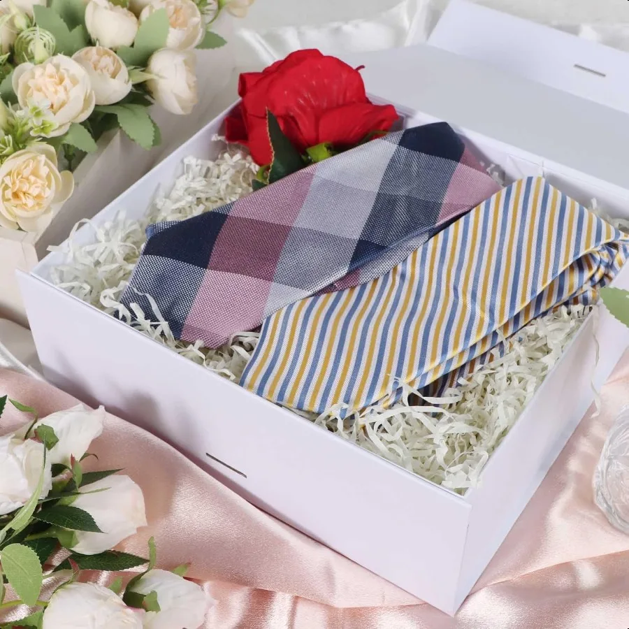 White Gift Box with Ribbon Magnetic Lids 10.2x9x3.74 in Bridesmaid Groomsman Proposal Boxes Wedding Graduation Storage Box 1 Pa