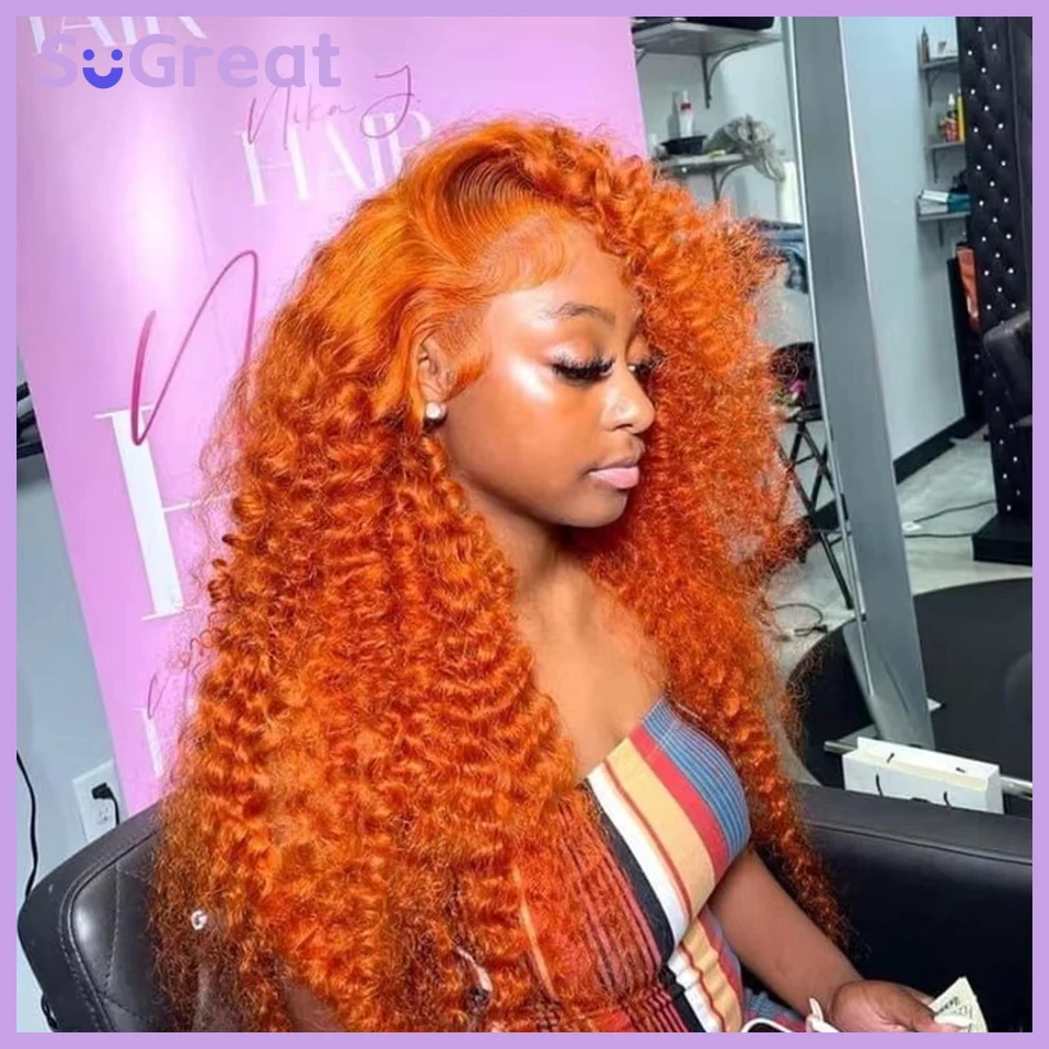 

Ginger 30 inch lace front curly wigs Deep wave 13x4 13x6 hd lace frontal human hair wig for women Glueless Wigs Cheap on Sale