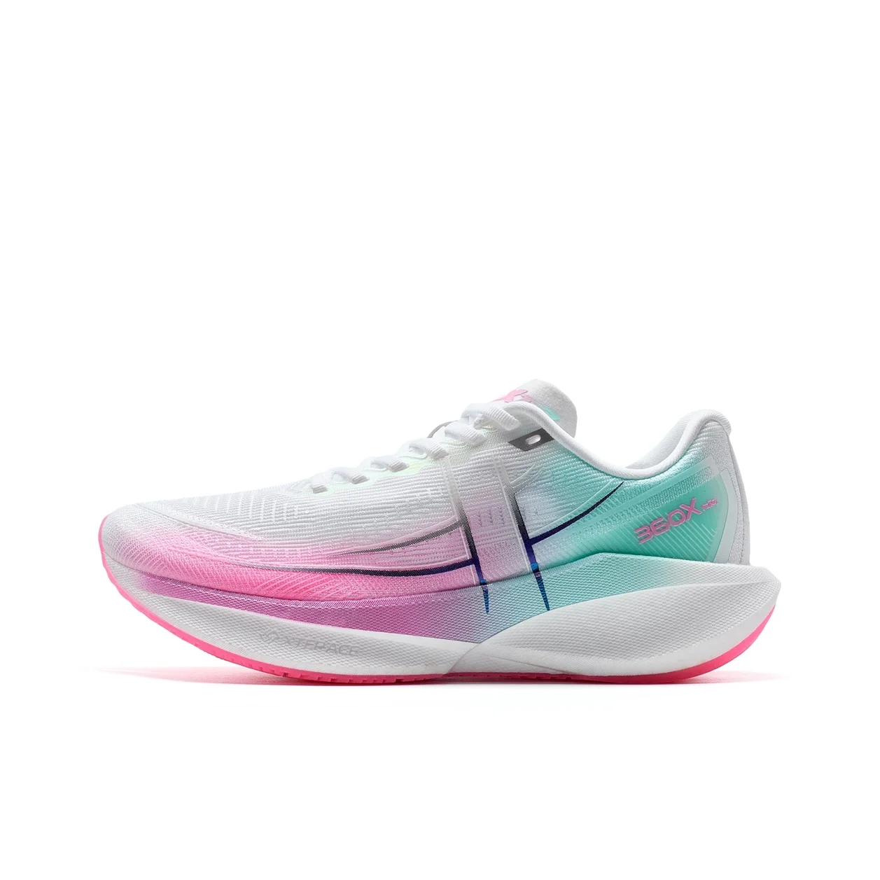 XTEP 360X 2.0 Fabric Low top Carbon Plate Marathon Training Running Shoes Women's White Pink Green 975218110044//