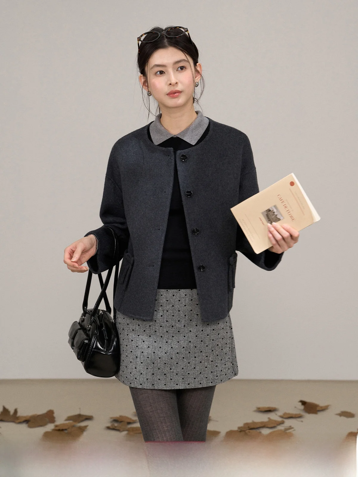 

Двустороннее шерстяное пальто Deep ey из кашемира, длинное, с круглым вырезом, свободного кроя, для повседневной носки, женское, осенняя новая мода