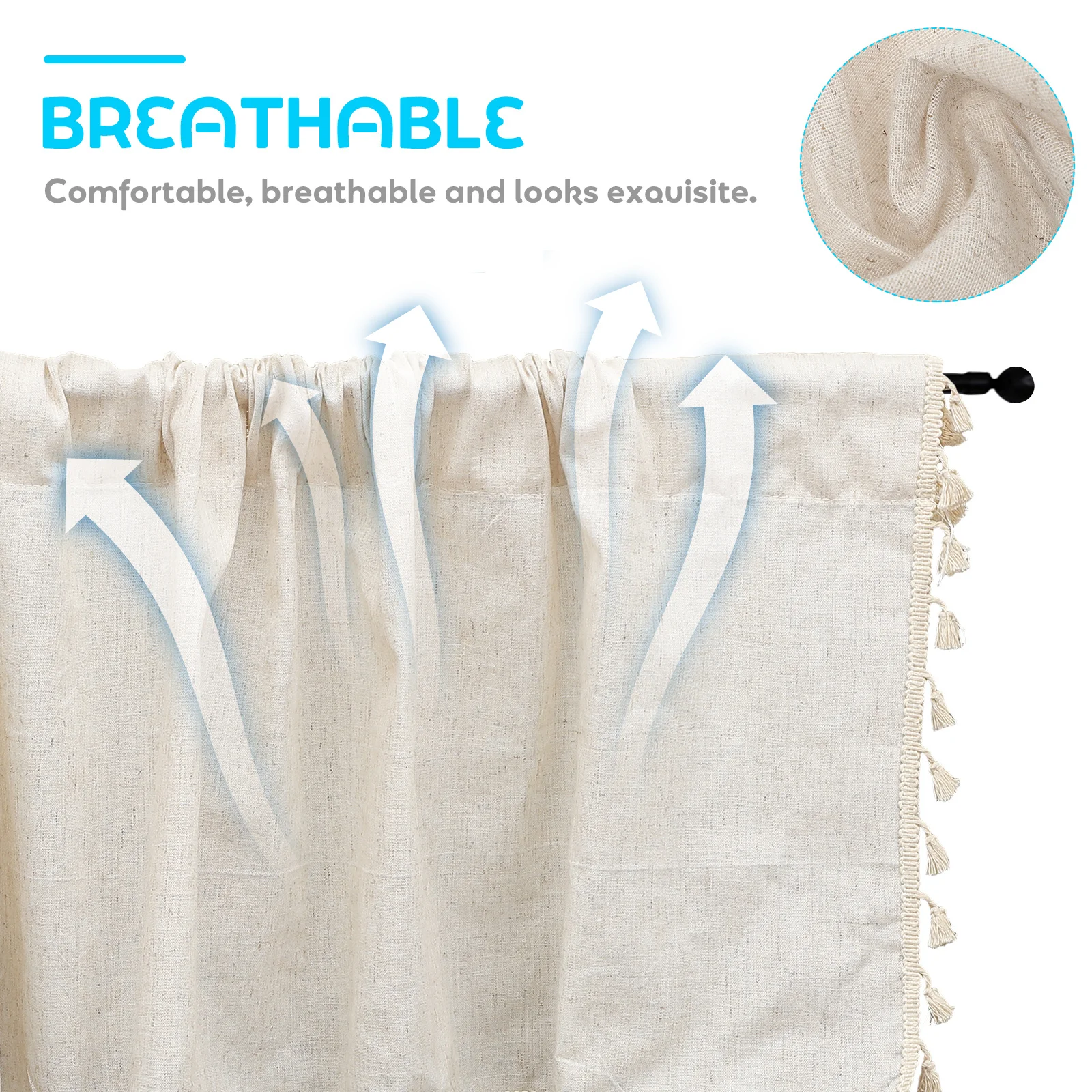 

Tassel Linen Short Curtain Kitchen Window Privacy Cabinet Curtain Rustic Valance Decorative Window Curtains Kitchen Curtains