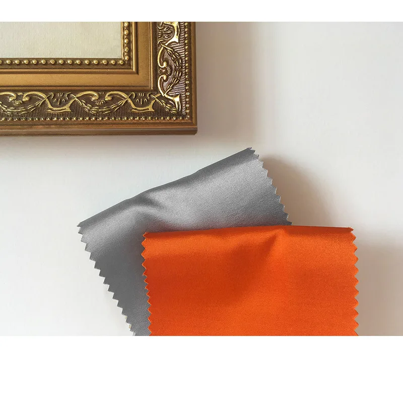 2023 Satin Surface Style Light Luxury Simple  Orange Light Silver Gray Imitation LusterCurtains for Living Dining Room Bedroom