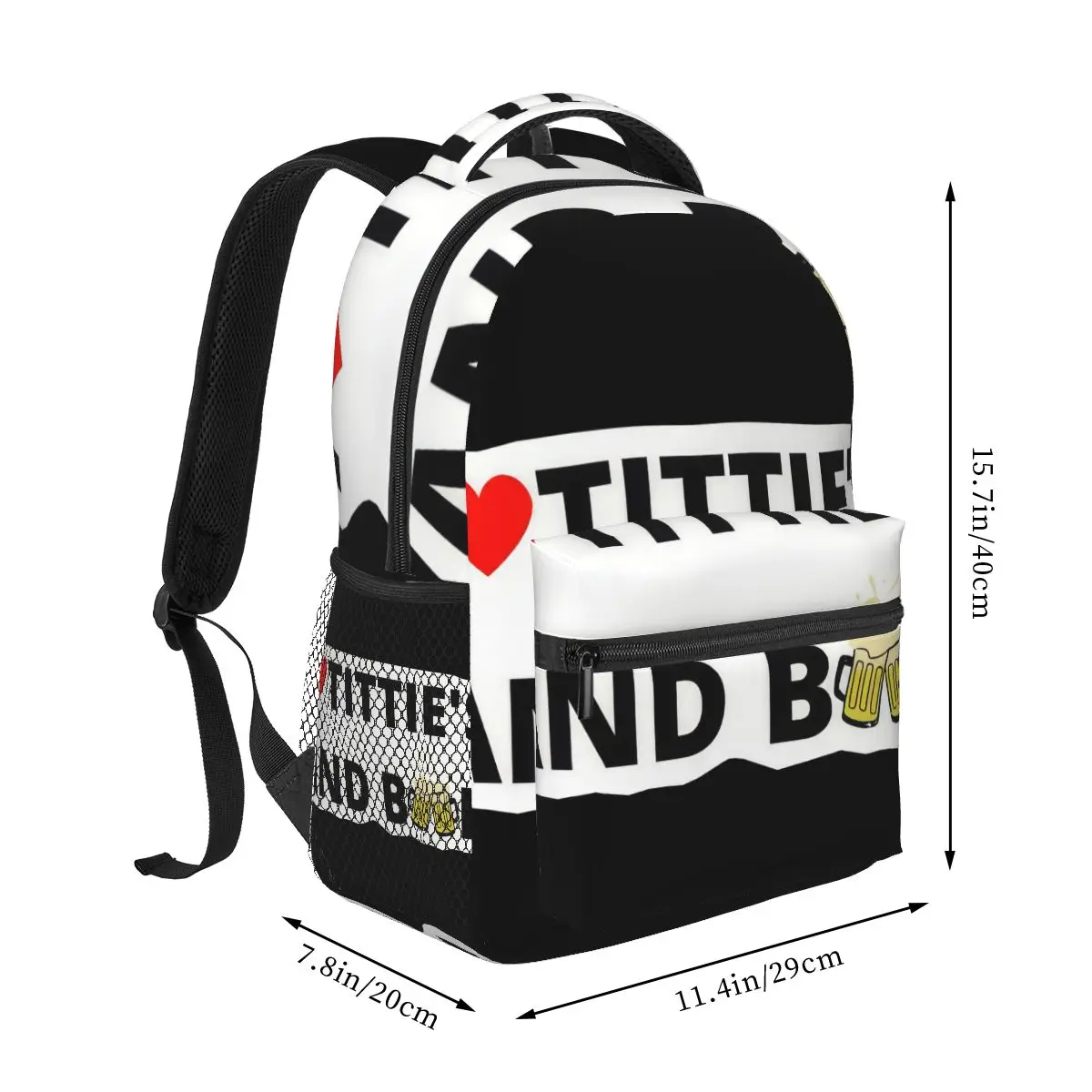 I Heart Titties And Beer Casual Backpack Unisex Students Leisure Travel Computer Backpack