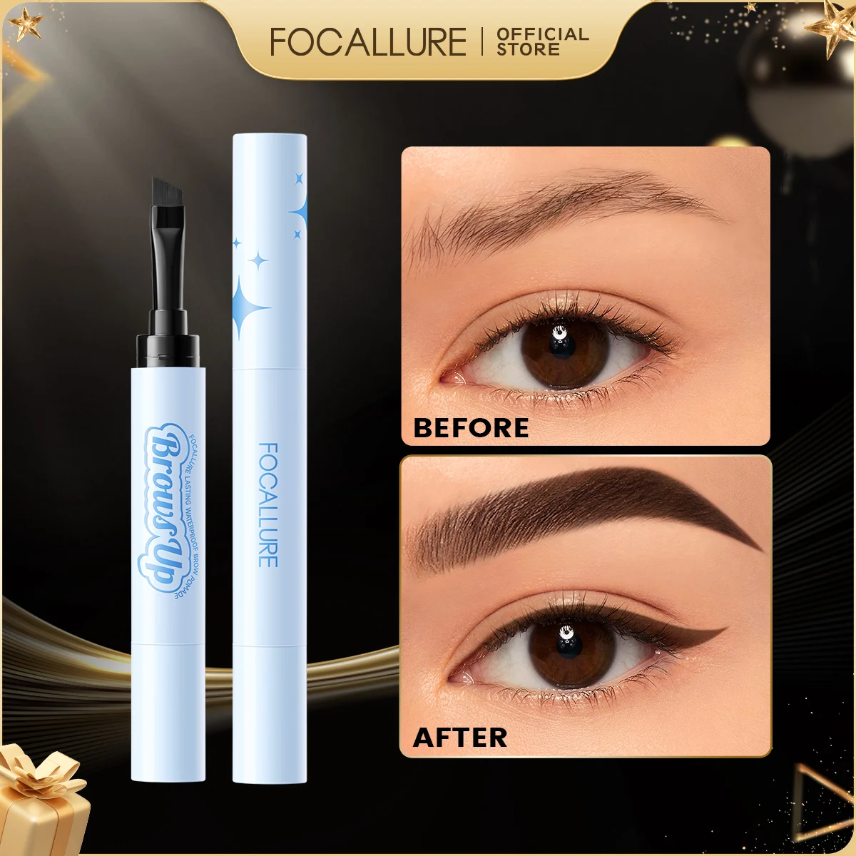 Focusure 3d sobrancelha gel creme 2 em 1 lápis delineador 3 cores à prova dwaterproof água de longa duração sobrancelha pomada potenciadores