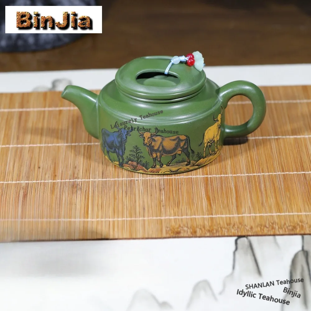 310ml Aesthetic Yixing Purple Clay Teapots Handmade Big Scalper Pot Raw Ore Green Mud Kettle Zisha Tea Set Accessories Gifts