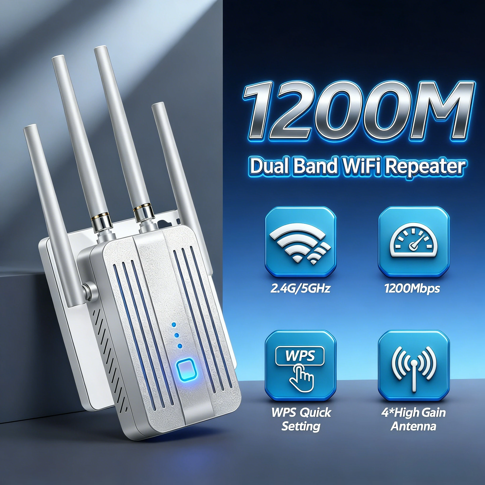 ثنائي النطاق واي فاي مكرر 1200Mbps إشارة موسع 2.4G 5 جيجا هرتز عالية السرعة واي فاي مكبر للصوت راوتر طويل المدى إشارة الداعم #1