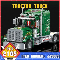 JJ9069 Static Version DIY Trailer Truck Front Model Building Block Technical Educational Assembly Toy Bricks For Boys Adult Gift