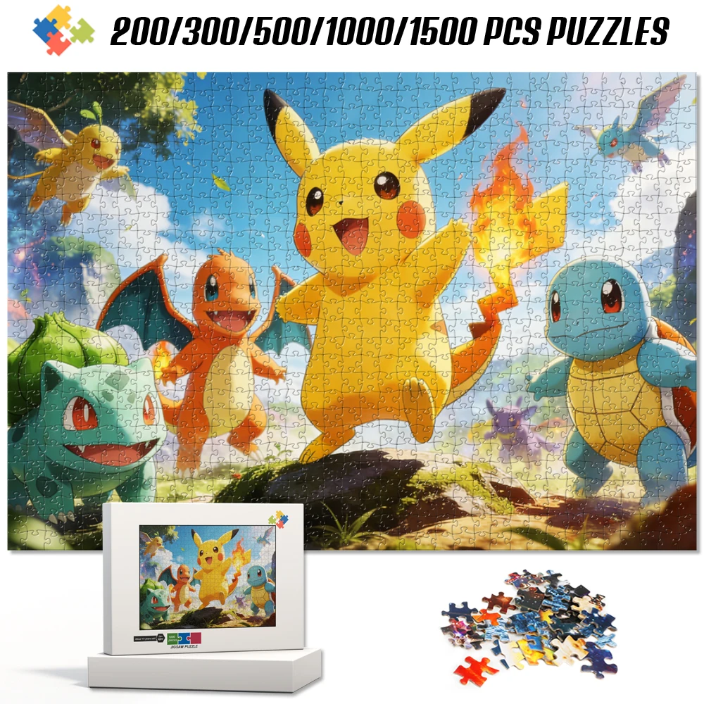 Cartoon Pokemon Jigsaw Puzzles Educational Toy Diy Handmade Assembly Game Fun Stress Relief Toy for Kids Adults Birthday Present