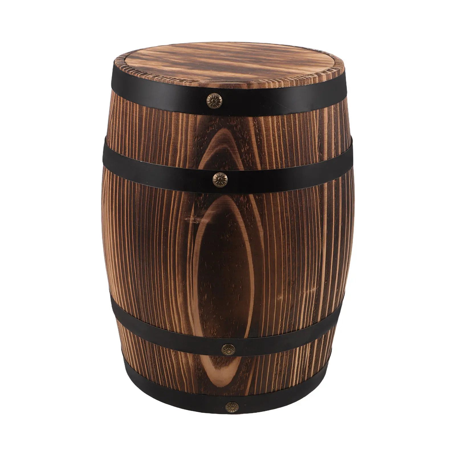 Solid Wood Vintage Barrel Stool Rustic Wine Barrel Chair Side Table Planter Stand Indoor Outdoor Farmhouse Patio Kitchen Counter