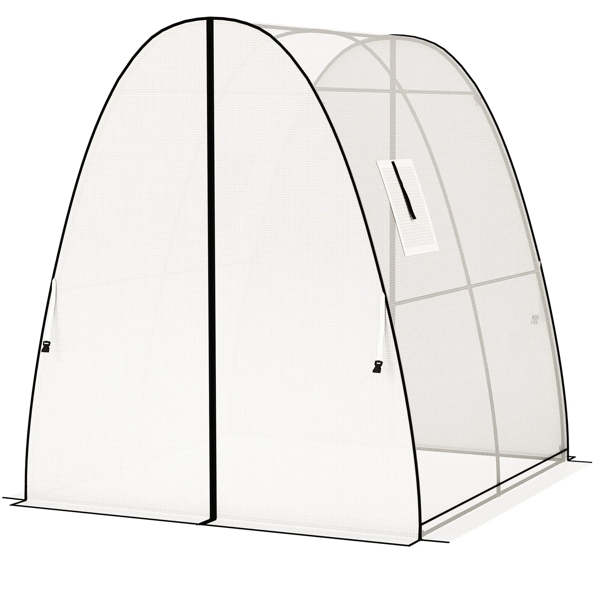 

For Outsunny Tunnel Hoop House Greenhouse with Sandbags and Hemmed PE Cover, 2 Doors and Screen Windows, 6' x 6' x 6.6', White