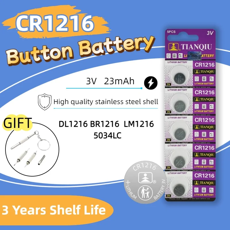 

High-Quality 2PCS-50PCS 3V CR1216 Lithium Button Battery DL1216 BR1216 LM1216 5034LC Coin Cell Watch Batteries for Toys Remote