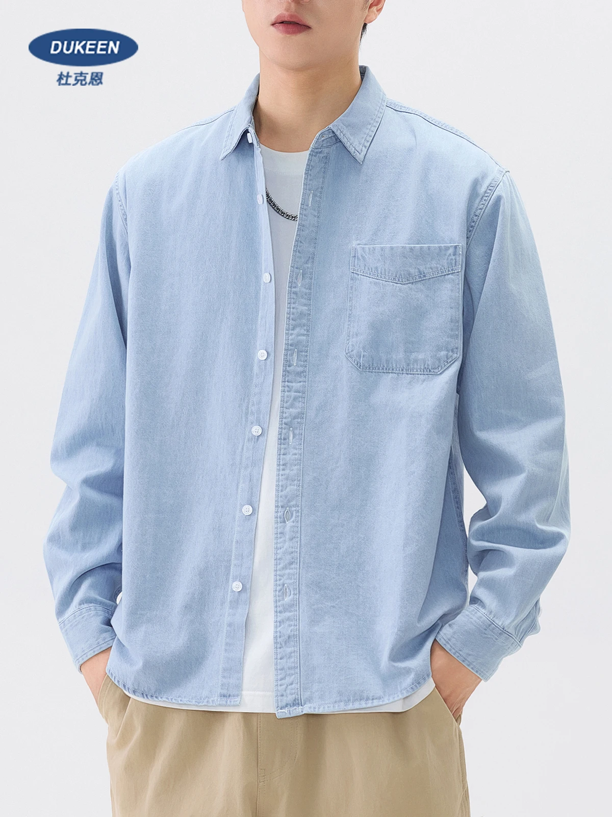 

Мягкие джинсовые рубашки DUKEEN для мужчин, весна-осень 2024, новинка, 100% хлопок, винтажный стиль, повседневный базовый топ, мужская одежда высокого качества