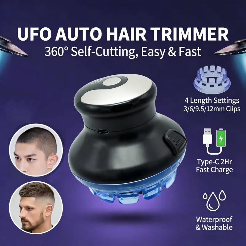 Professional Electric Hair Clipper Automatic Self-Cut Buzz Hairstyle Design Cordless Washable Hair Trimmer for Men Home Barber