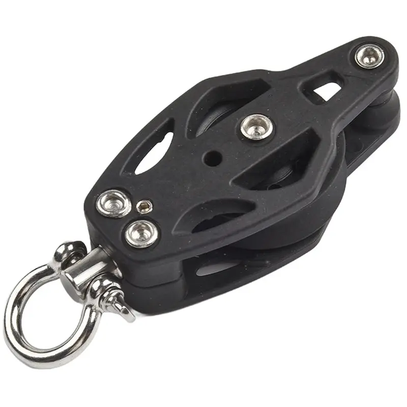 ABBP-Swivel 35Mm Sailing Block Pulley With Becket Marine Grade Nylon Rigging Accessories