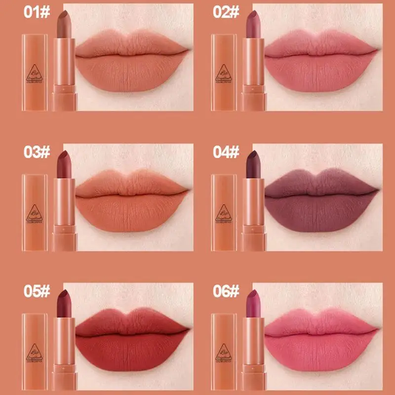 Matte Velvet Liquid Lipstick Set, impermeável, duradouro, Non-Stick Cup, não se desvanecer, cor nua, 6 cores