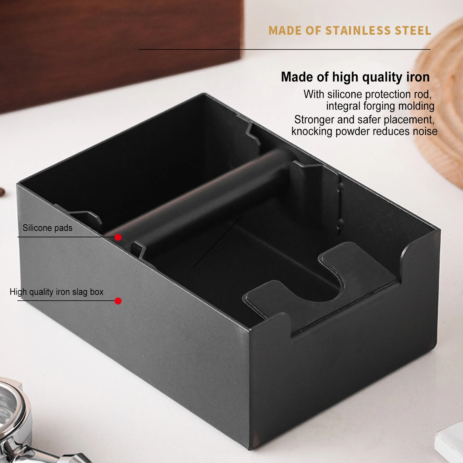 Secchio per scorie in Silicone rimovibile da 1,5 litri in legno secchio per residui di caffè Espresso strumenti per caffè scatola per scorie uso domestico strumento per Bar