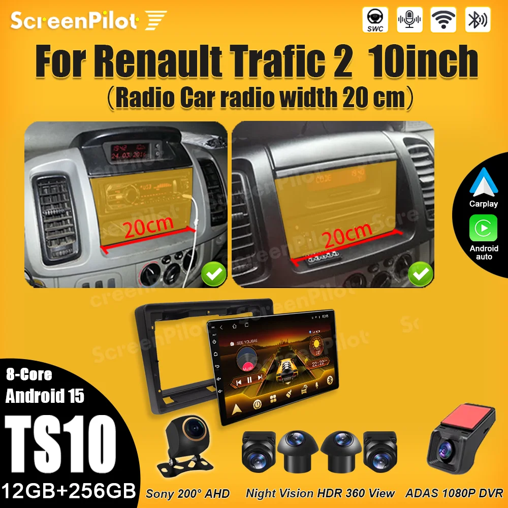 Radio para Auto Android 16 para Renault Trafic 2, Opel Vivaro A, Nissan Primastar 2006-2014, Reproductor Multimedia de Video 2 DIN con Carplay
