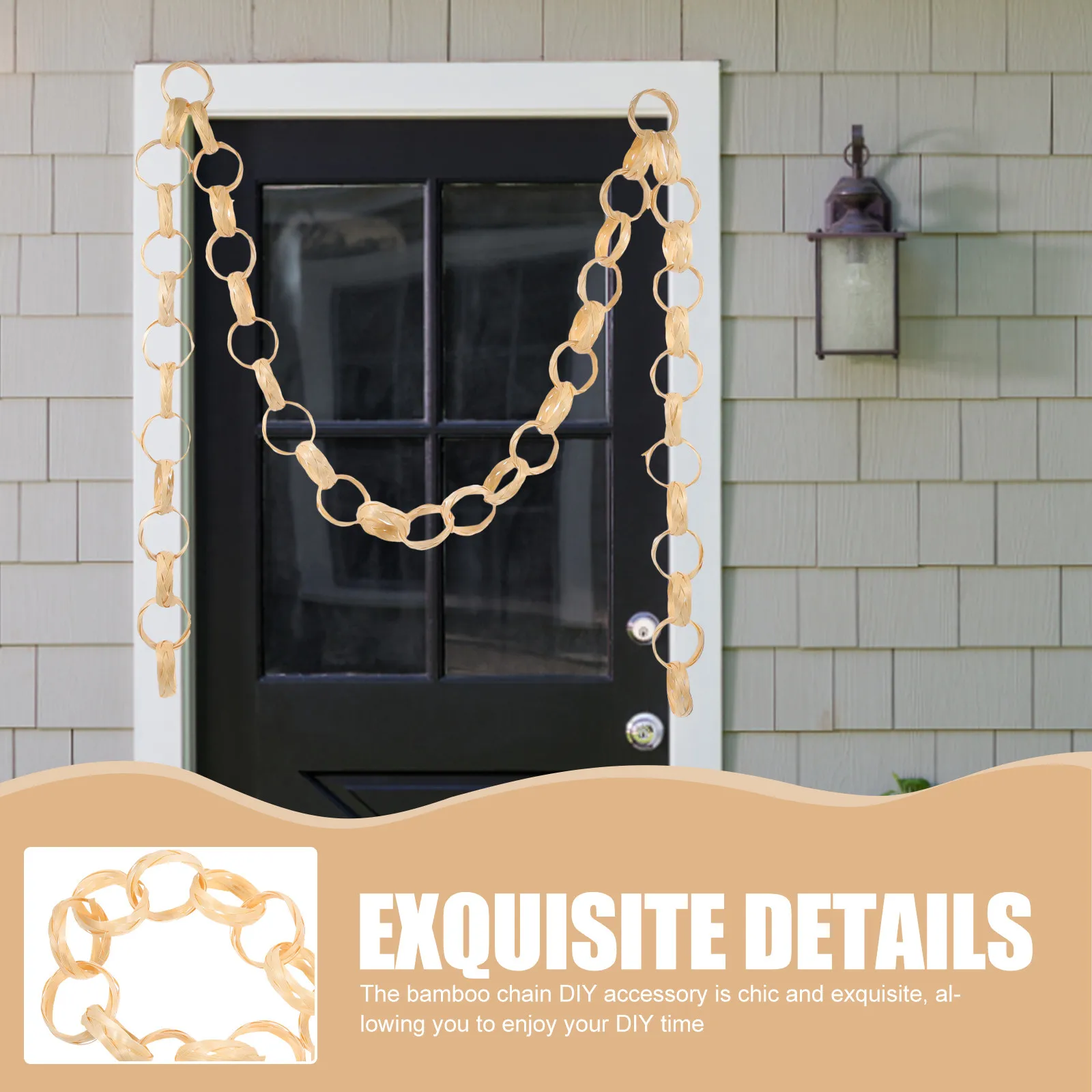 DIY Unfinished Bamboo Linked Chain for Doorway Window Wall Decor Handmade Fringe Curtain Backdrop Party Layout Screening Prop