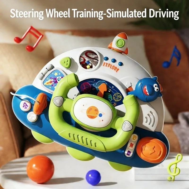 

Детский руль-игрушка «Космическая ракета», имитация второго пилота, развивающая игрушка-головоломка, звуковая игрушка, музыкальный руль для автомобиля
