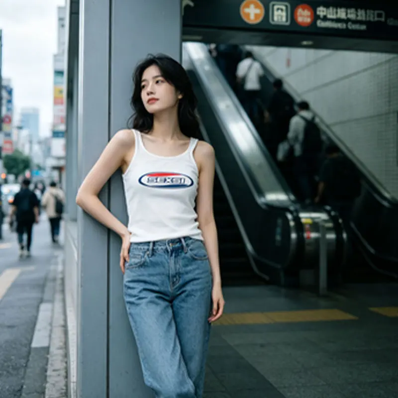 Women Racerback Tank Top Letter Print Slim Sleeveless Long Vest Casual Summer Bodycon Camisole Dress