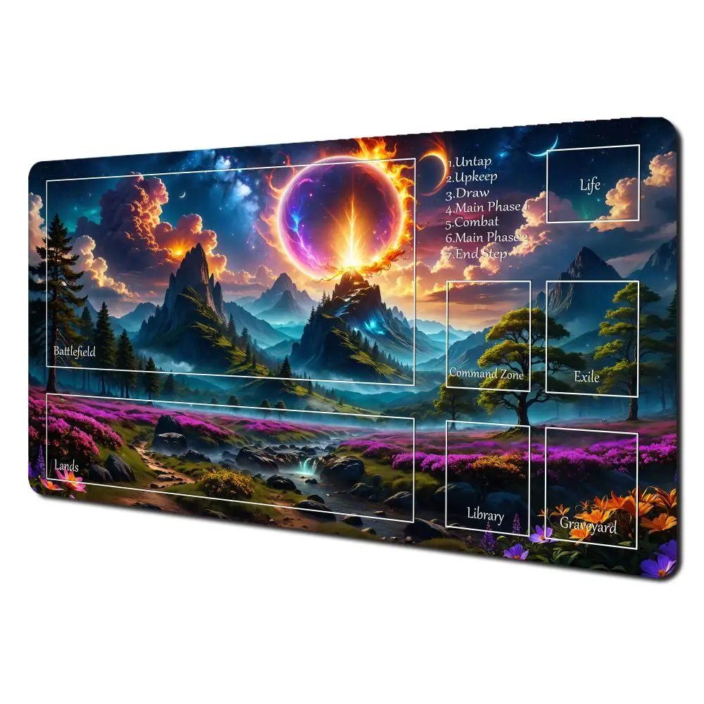 

Коврик для мыши с пейзажем, волшебный игровой коврик, настольный игровой коврик TCG, сбор CCG, 24x14 дюймов, коврик для игральных карт Battle Commander, зона