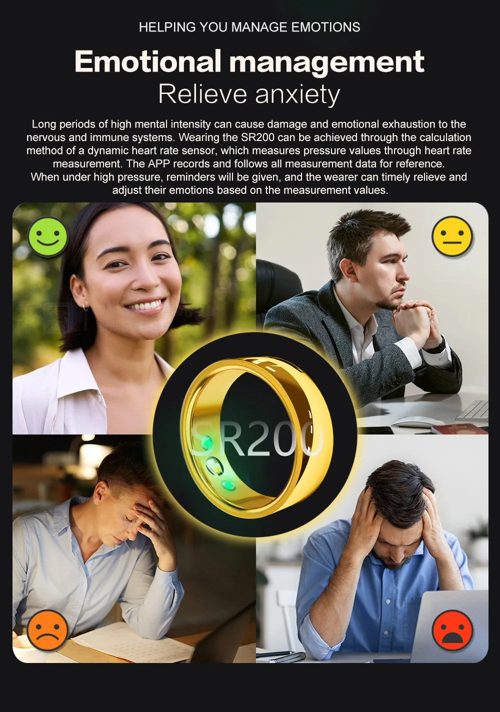 Anello intelligente multifunzionale Localizzatore fitness intelligente Monitor sanitario Controllo app Nuovo anello intelligente per uomo donna