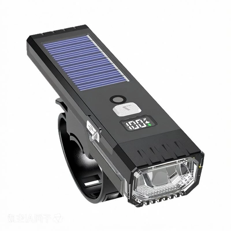 ABYM Solar-Powered Horn Headlight Bike With LCD Display For Cycling For Night Road Bicycle Light And Urban Commuting