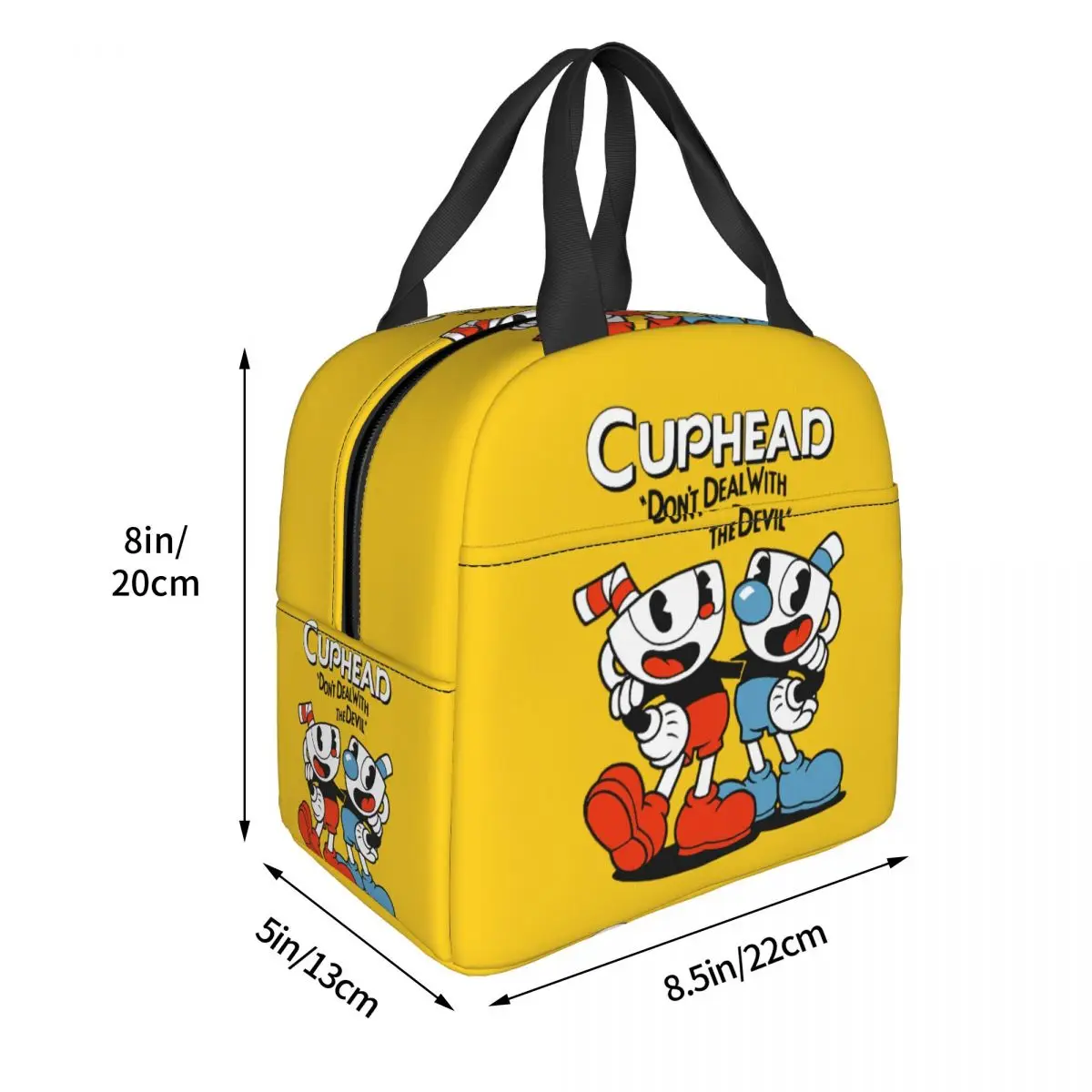 Cuphead Mugman-fiambrera impermeable con aislamiento térmico para mujer y niño, bolso de mano para el trabajo y la escuela