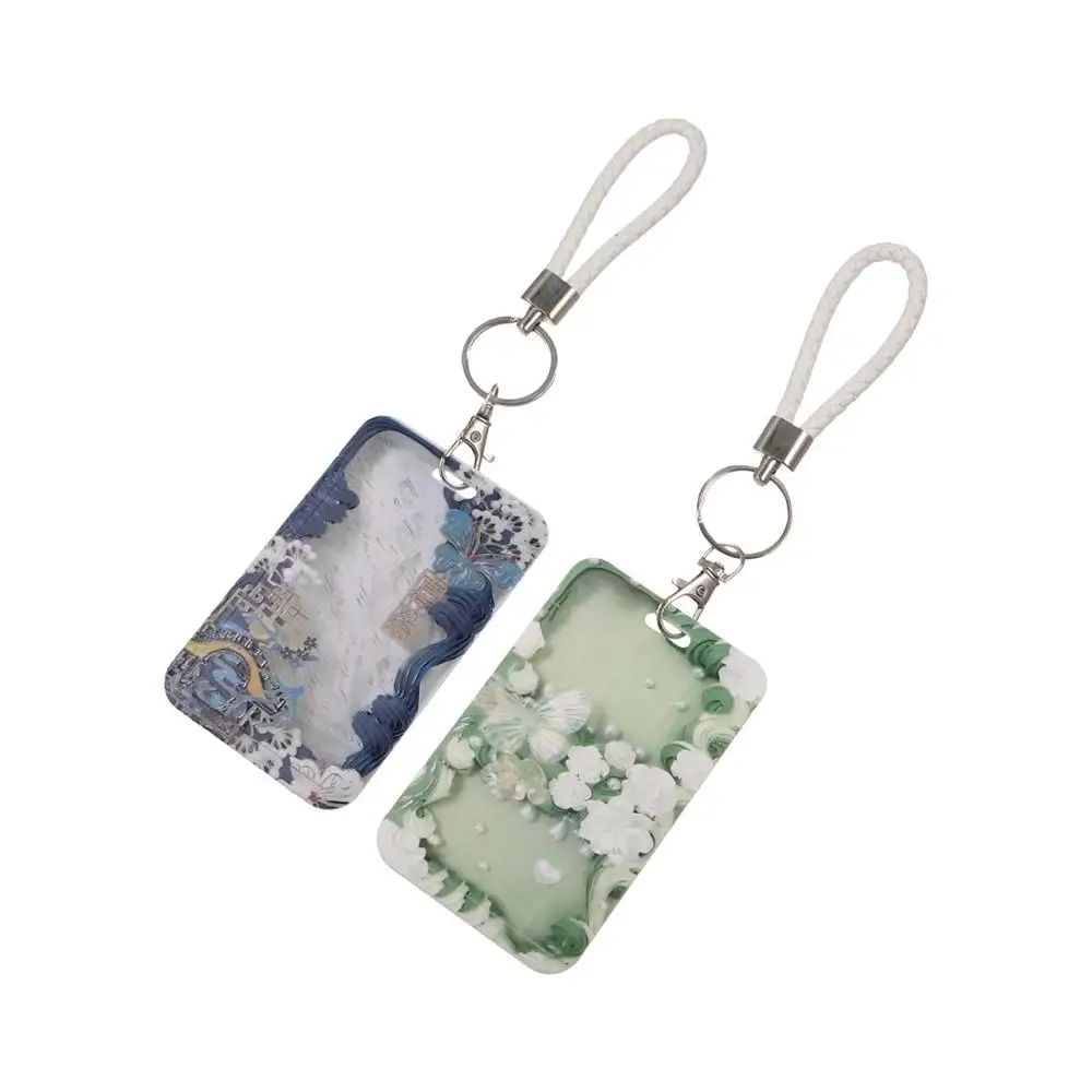 

Card Protectors Vintage Flower Card Case Butterfly Plastic Flowe Bus Card Cover Case Green Blue Romantic Butterfly Card Holder